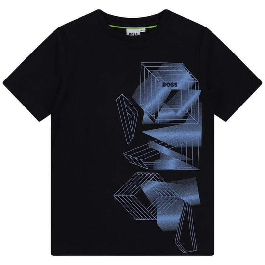 Boys Cotton Navy Geometrical T-shirt