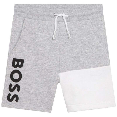 BOSS Boys Grey Colour Block Logo Shorts