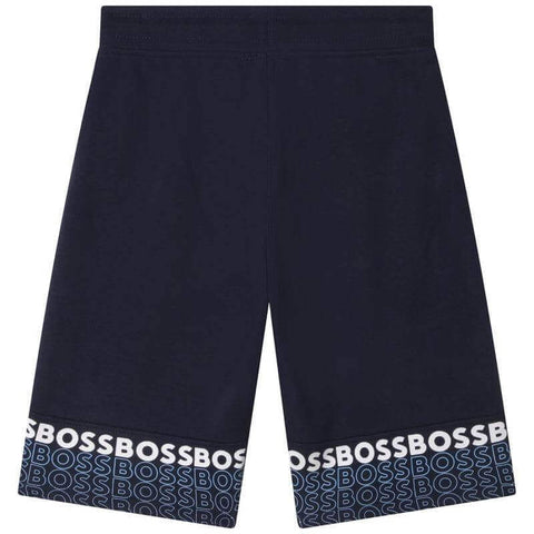 BOSS Boys Navy Logo Hoodie & Shorts Set