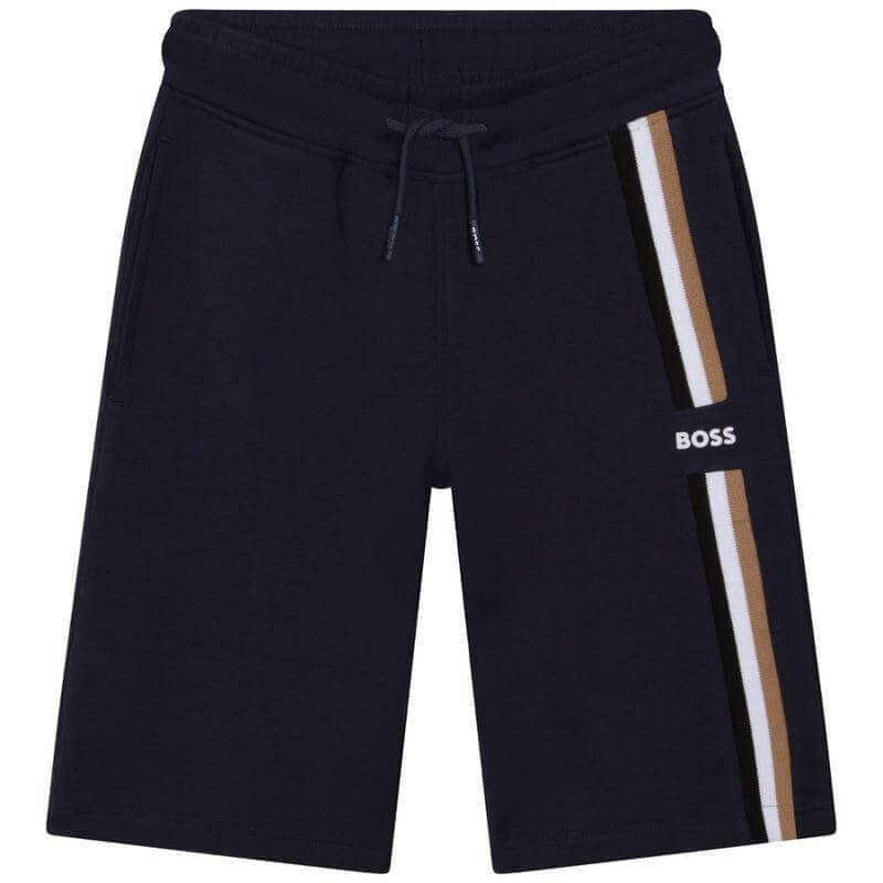 BOSS Boys Navy Striped Shorts