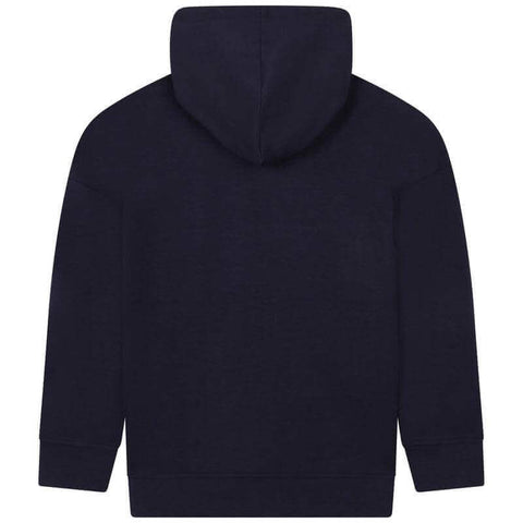 BOSS Boys Navy Striped Zip Up Hoodie