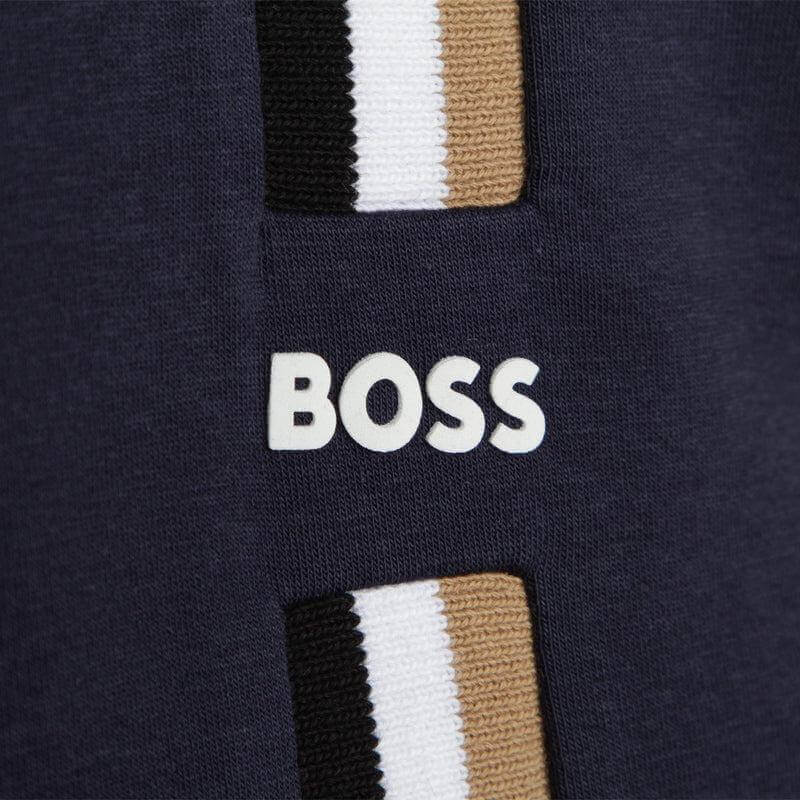 BOSS Boys Navy Striped Zip Up Hoodie