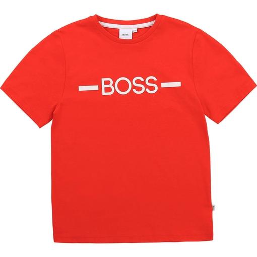 BOSS Boys Red Short Sleeve Logo T-shirt