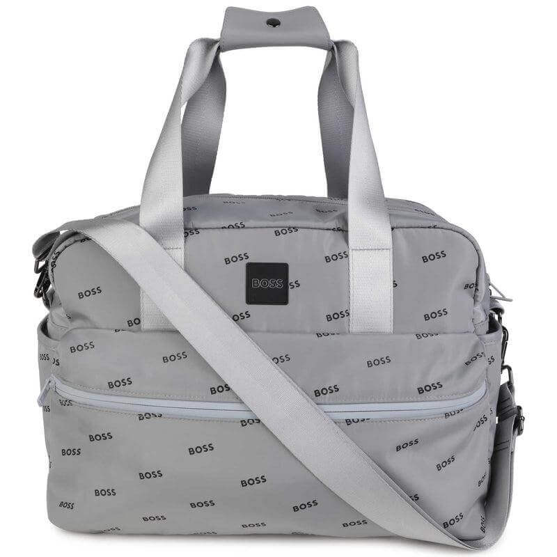 BOSS Grey Logo Baby Changing Bag & Mat