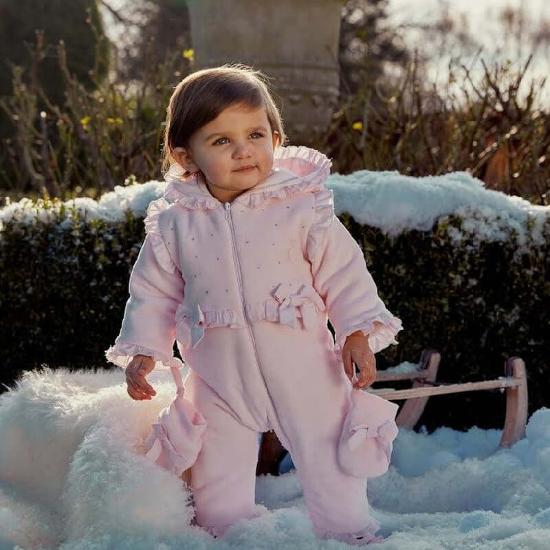 Caramelo Kids Baby Girls Velour Snowsuit with Booties And Mittens