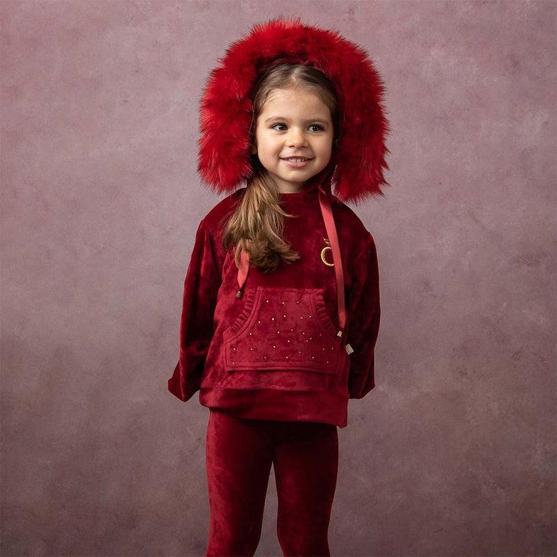 Caramelo Kids Girls Luxury Red Diamonte Pocket Leisure Suit