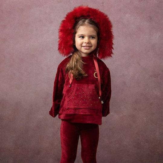 Girls Luxury Red Diamonte Pocket Leisure Suit