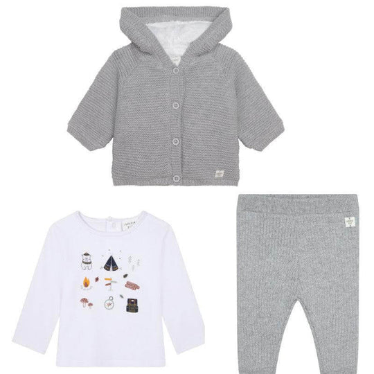 Baby Boys Grey Knit 3 Piece Set