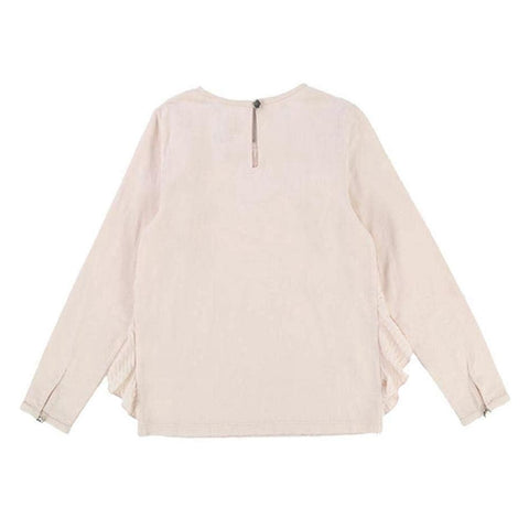 Carrement Beau Girl Pale Pink Pleated Frill T-Shirt