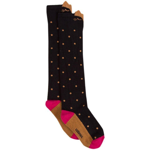 Catimini Girls Black Spotted Knee High Socks