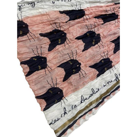 Catimini Girls Pink Scarf With Cat Print