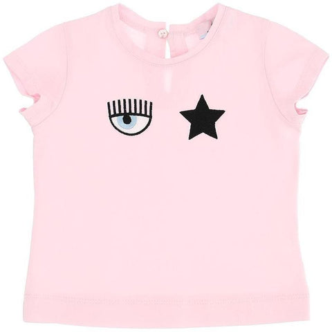 Chiara Ferragni Kids Baby Girls Pink Eye Star T-Shirt