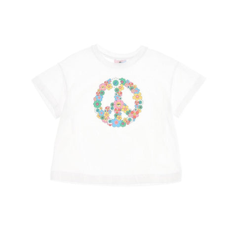 Chiara Ferragni Kids Girls Peace Logo T-Shirt