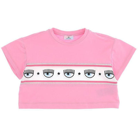 Chiara Ferragni Kids Girls Pink Logo Crop Top