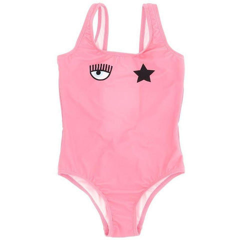 Chiara Ferragni Kids Girls Pink Logo Swimsuit