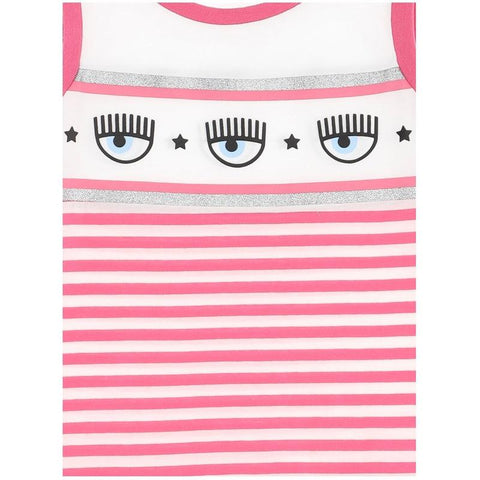 Chiara Ferragni Kids Girls Pink Stripe Logo Dress
