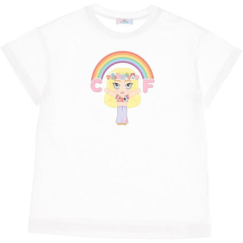 Chiara Ferragni Kids Girls White Cf Rainbow T-Shirt