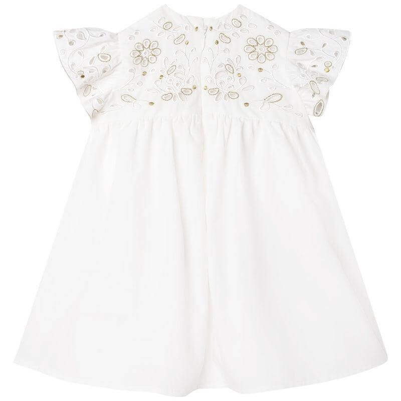 Chloe Baby Girls Ivory Cotton Broderie Dress