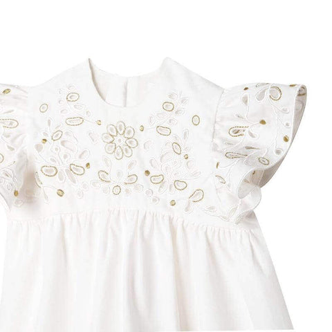 Chloe Baby Girls Ivory Cotton Broderie Dress