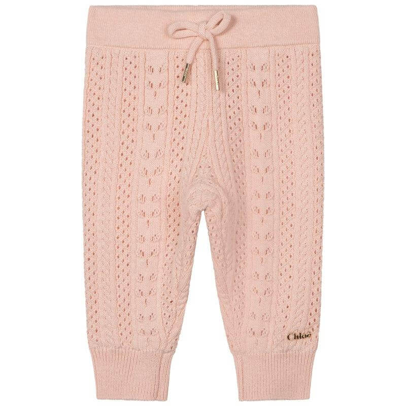 Chloe Baby Girls Pink Knitted Trousers