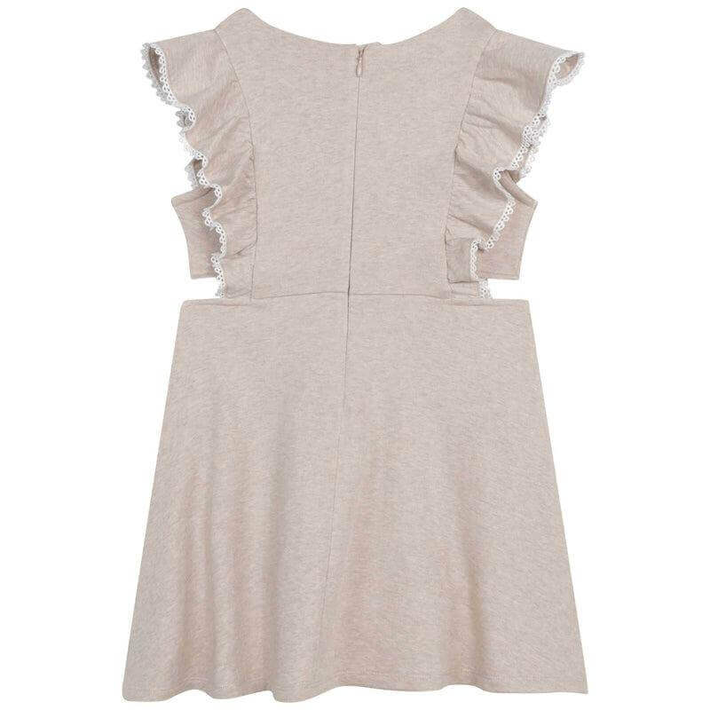 Chloe Girls Beige Cut Out Jersey Dress