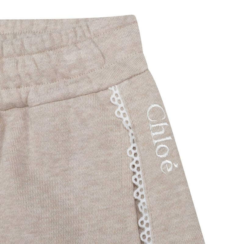 Chloe Girls Beige Lace Trim Shorts