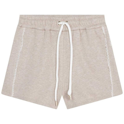 Chloe Girls Beige Lace Trim Shorts