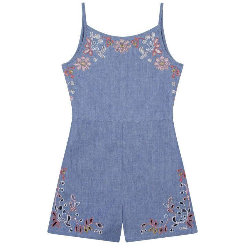 Chloe Girls Blue Cotton Playsuit