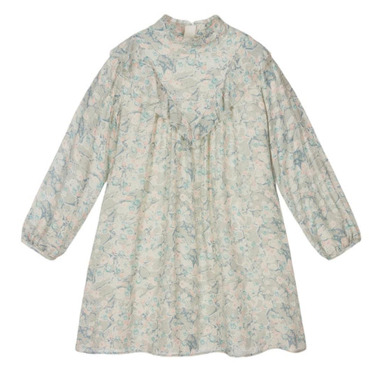 Girls Green Marble Print Dress