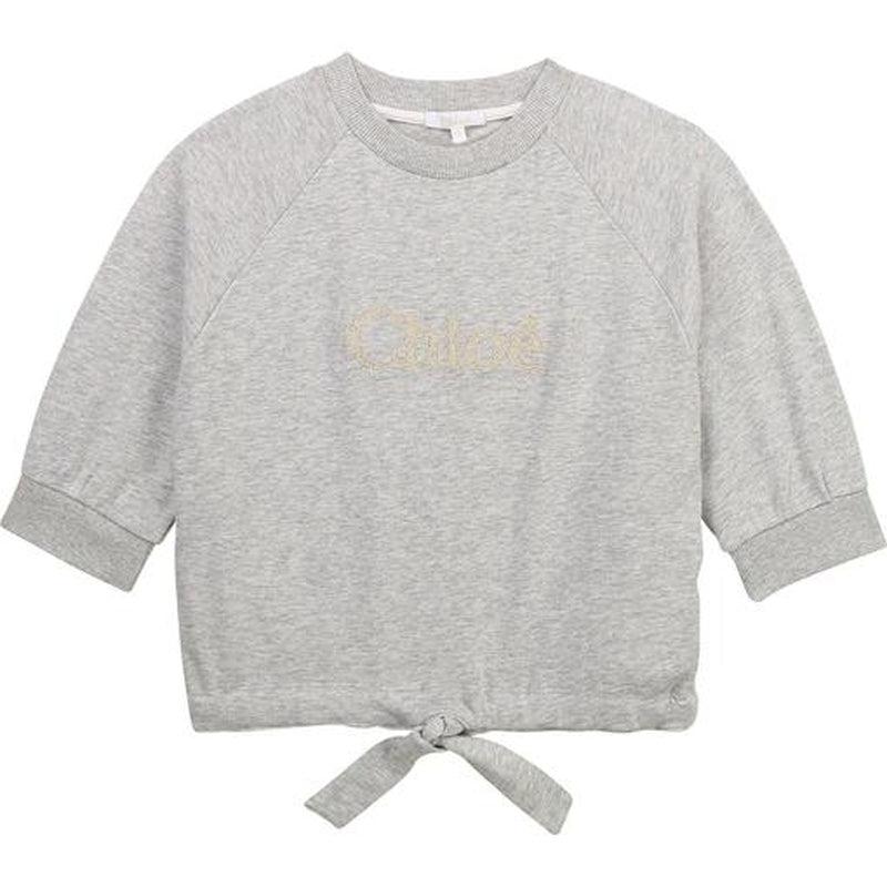 Chloe Girls Grey Cropped Logo Sweatshirt