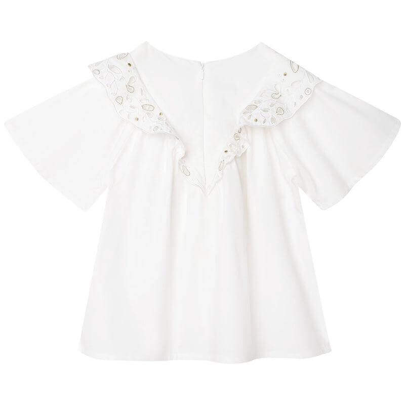Chloe Girls Ivory Cotton Cut Out Blouse
