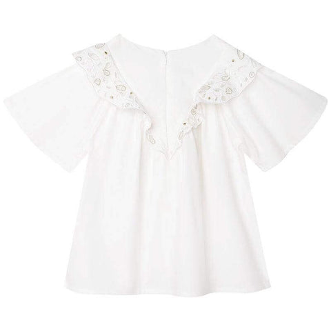 Chloe Girls Ivory Cotton Cut Out Blouse