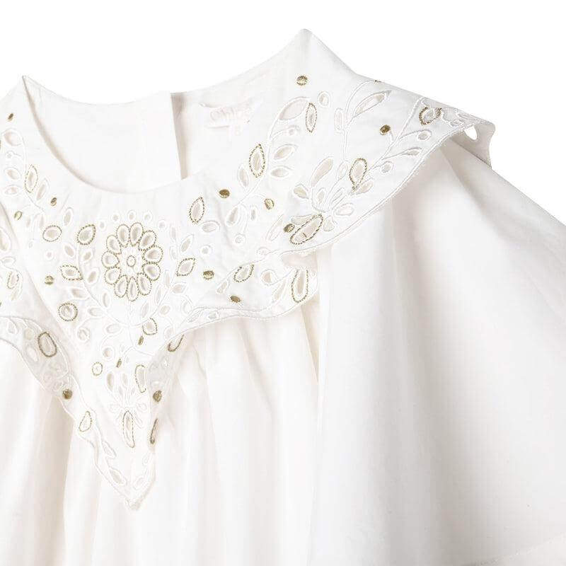 Chloe Girls Ivory Cotton Cut Out Blouse
