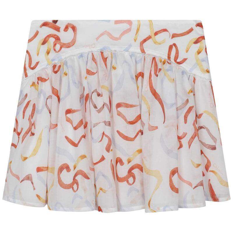 Chloe Girls Ivory Cotton Ribbon Skirt