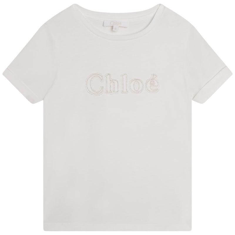 Chloe Girls Ivory Logo T-shirt