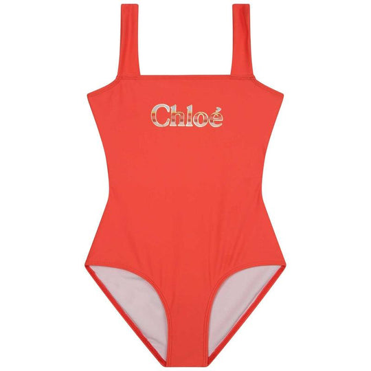 Girls Logo Print Cut Out Swimsuit