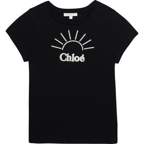 Chloe Girls Navy Cotton Logo T-shirt