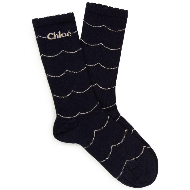 Chloe Girls Navy / Gold Socks