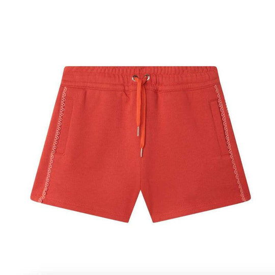 Girls Orange Cotton Logo Shorts