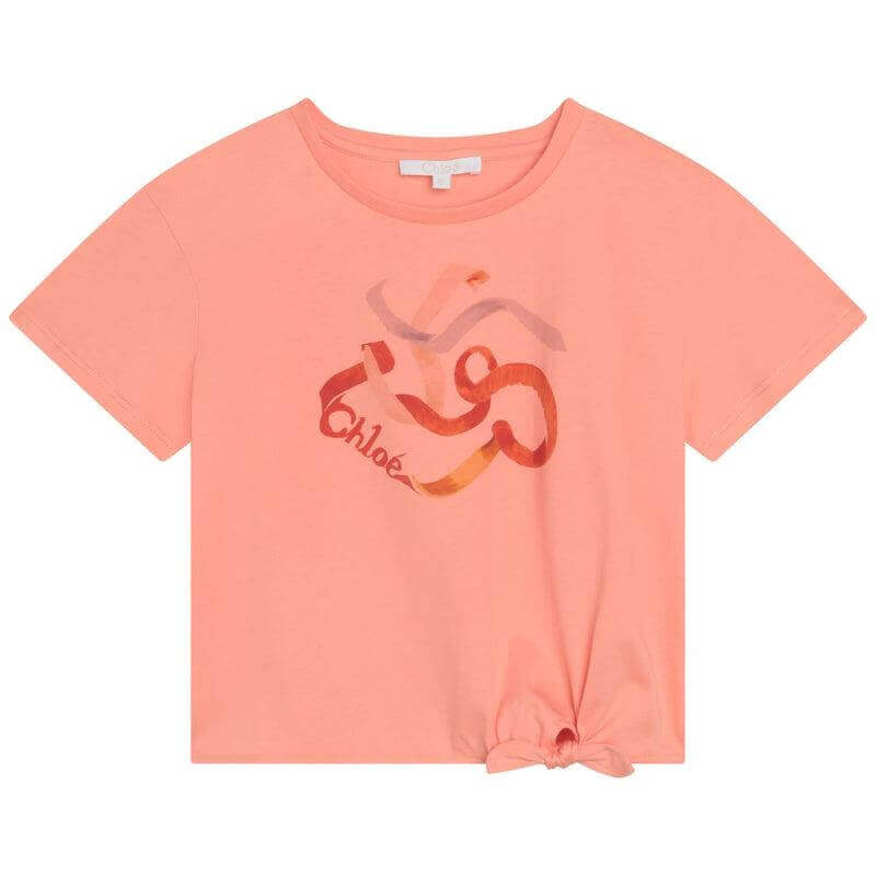 Chloe Girls Orange Ribbon Logo T-Shirt