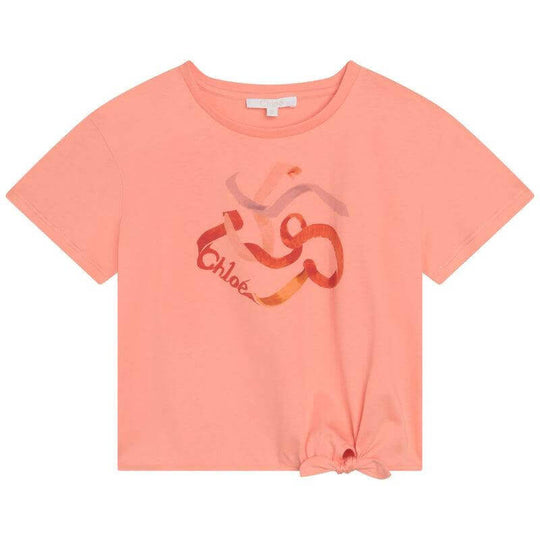 Girls Orange Ribbon Logo T-Shirt
