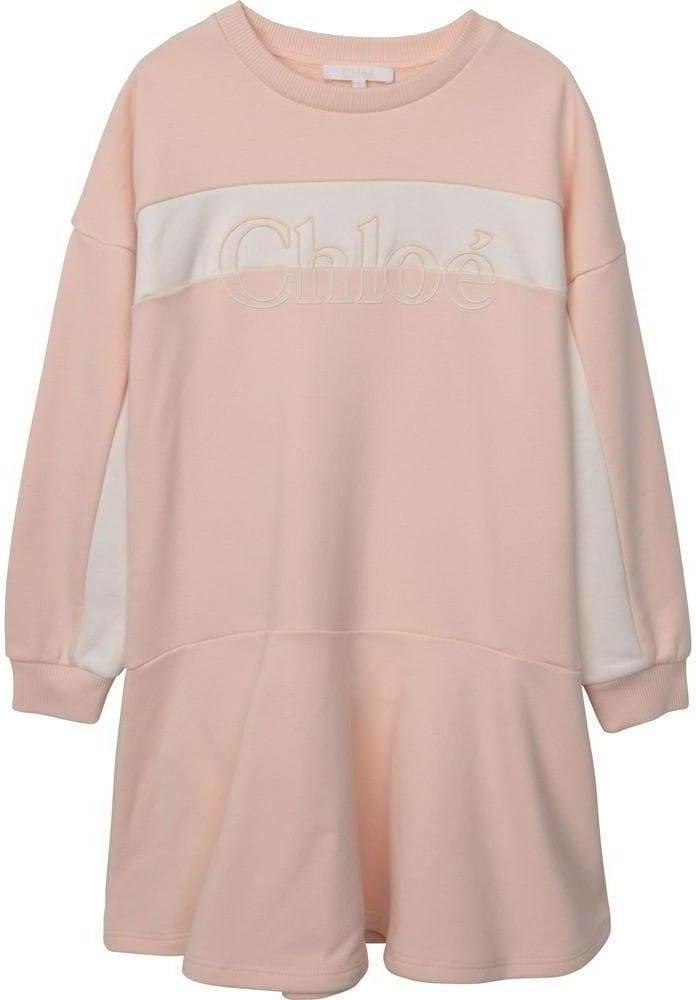 Chloe Girls Pale Pink Logo Jumper Dress