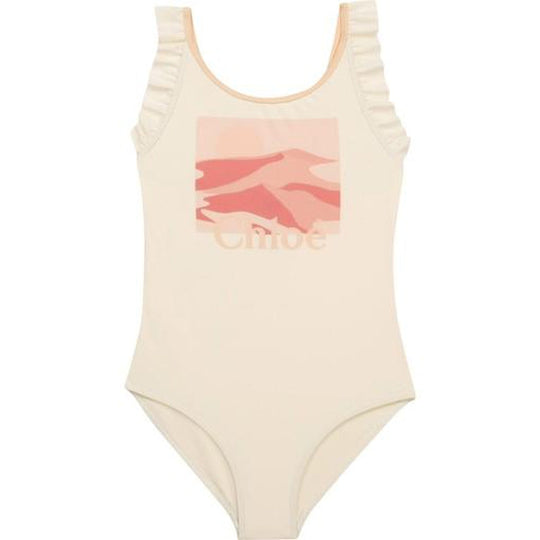 Girls Peach Logo Swimsuit