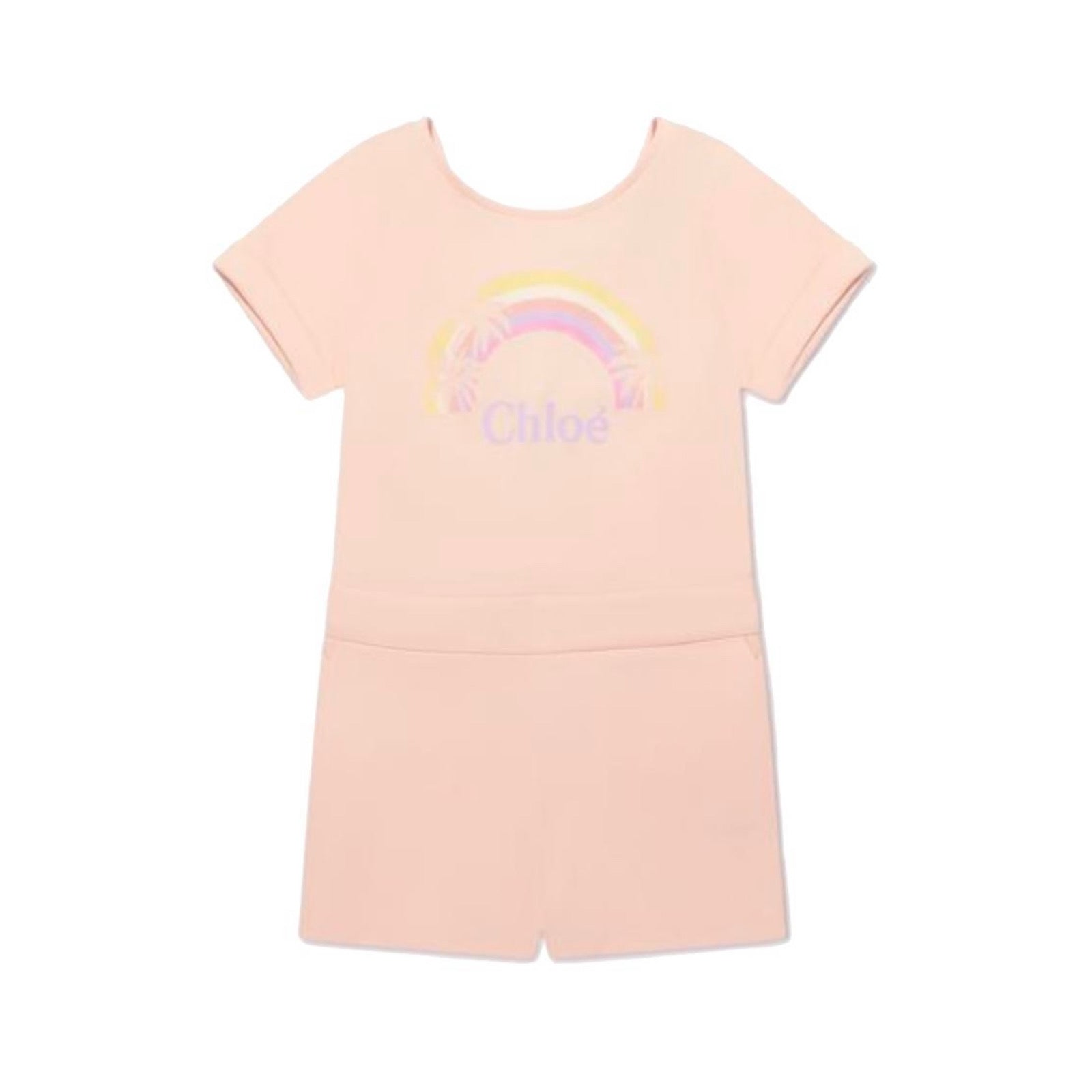 Chloe Girls Peach Rainbow Playsuit