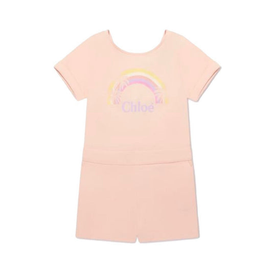 Girls Peach Rainbow Playsuit
