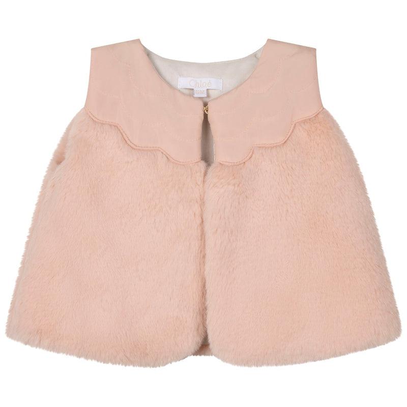 Chloe Girls Pink Fur Waistcoat