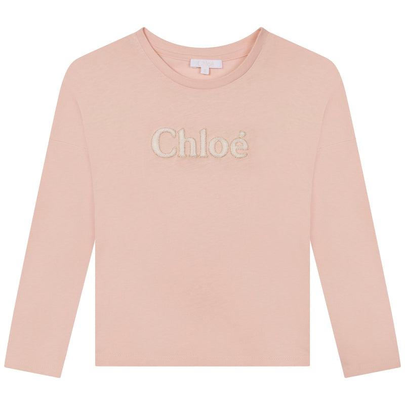 Chloe Girls Pink Logo Long Sleeve T-Shirt