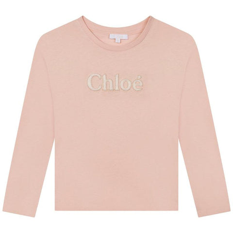 Chloe Girls Pink Logo Long Sleeve T-Shirt