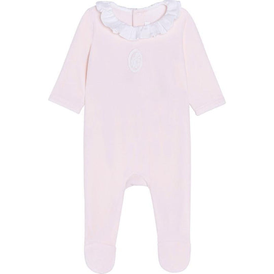 Girls Pink Velour Babygrow