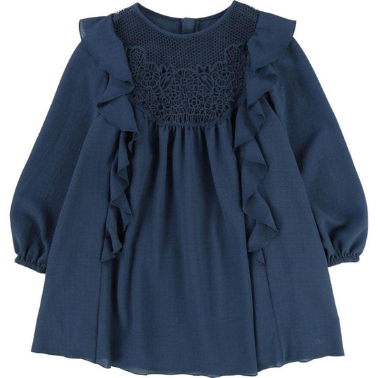 Girls Slate Blue Crepe Dress